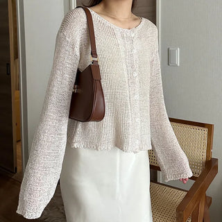 Ribbed sheer cardigan