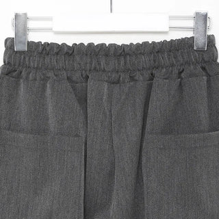 Pleated wide balloon waist elastic pants