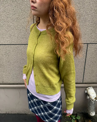 Round neck alpaca knit cardigan