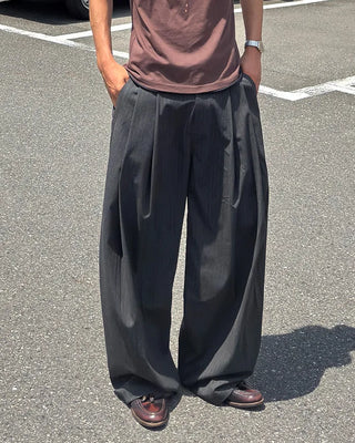 Pinstripe two-pleat slacks