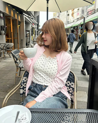 Cup-attached polka dot camisole