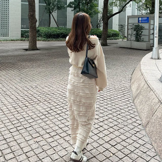 Frilled tiered long skirt