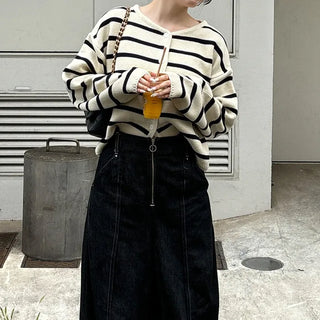 Striped button cardigan