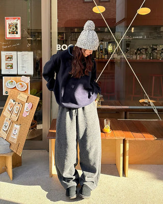Drawstring wide sweatpants