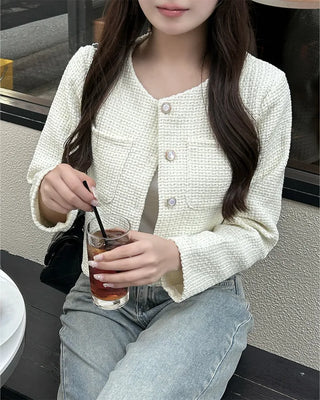 Flap pocket tweed jacket