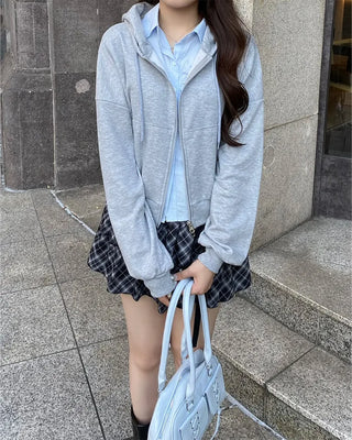 2-Way Cropped Hoodie Zip-Up