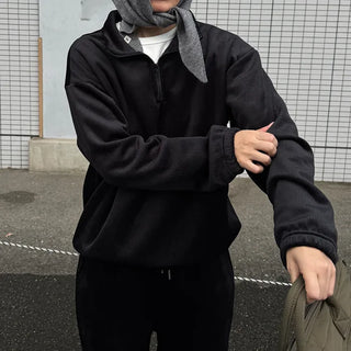 Corduroy half-zip pullover and pants set