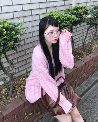 Cable Rib Hem Oversized Knit