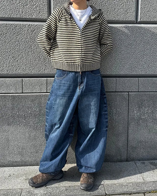 (Unisex) Washed Balloon Denim Pants