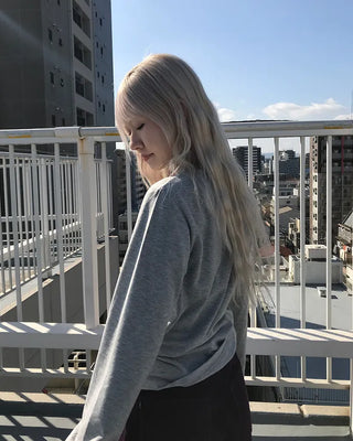 Brushed Cotton Loose Long-Sleeve T-Shirt