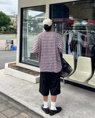 Two-tone border half-sleeve T-shirt