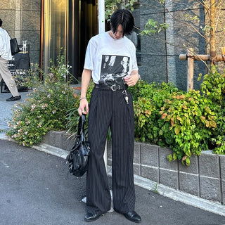 Striped wide slacks