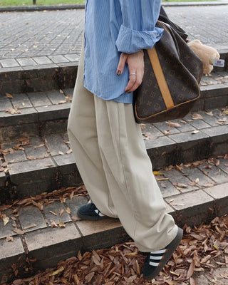 Wide-seam cotton pants