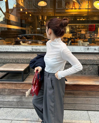 See-through layered long-sleeve T-shirt