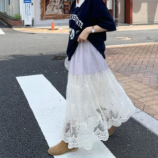 Half-lace long skirt