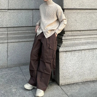 Cable knit 2-way zip-up knit
