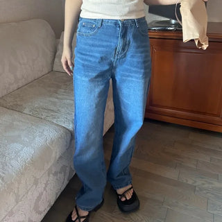 Straight denim pants