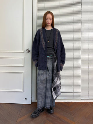[NeverSeez] Pleated Plaid Skirt with Removable Waist Detail