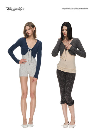 [NECY] Cozy Cable Ribbon Tie Bolero Cardigan (2color)