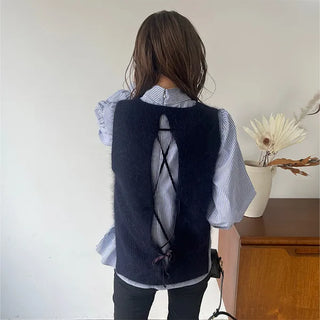Back Ribbon Angora Vest
