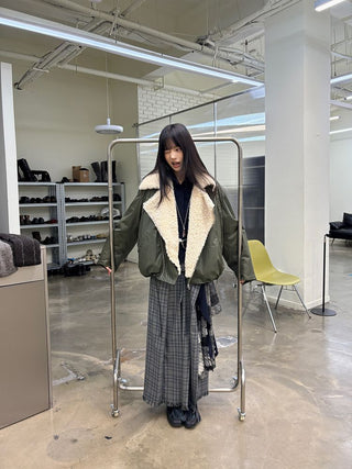 [NeverSeez] Pleated Plaid Skirt with Removable Waist Detail