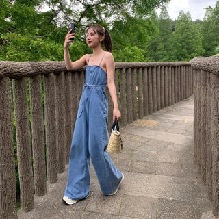 Denim bustier jumpsuit