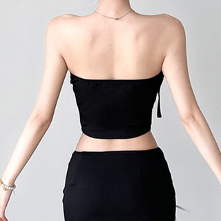 Corset irregular backless buckle tube top