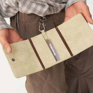 [Monterest] PU Leather Tri-Fold Passport Wallet with Chain