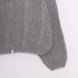 Twist knit zip-up