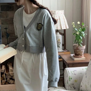 Patch Cropped Cardigan