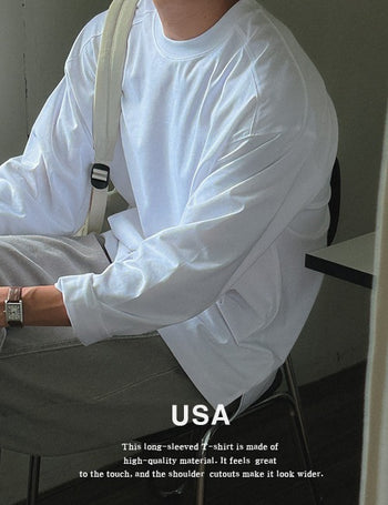 1 + 1 USA Cutout Long Sleeve T-shirt (6 colors, M~XL)