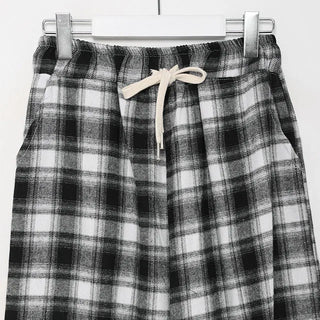 Checked wide easy pants
