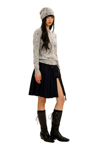 [Moromoro2] Horse & Rabbit Print Crew Neck  Cardigan