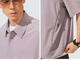 [Monterest] Arc Seam Short Sleeve Layered Shirt