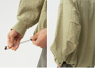 [Monterest] Oversized Half-Placket Check Shirt
