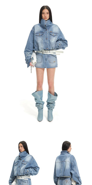 [NOTAWEAR] Washed Denim Cropped Jacket