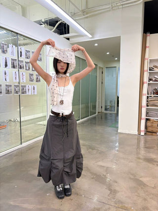 [NeverSeez] Ribbed Button-Front Cami Top