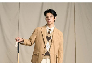 [CULTUM] Wool Blend Argyle V-Neck Knit Vest