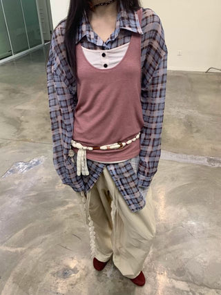 NEVERSEEZ Patchwork Plaid Shirt