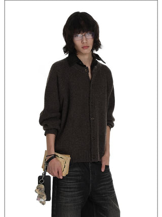MASONPRINCE Herringbone Round-Neck Wool Cardigan