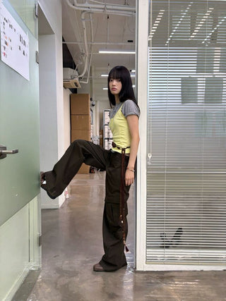 [NeverSeez] Ribbed Button-Front Cami Top