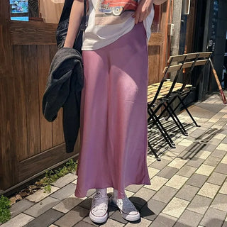 Satin long skirt