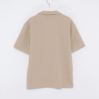 minimal open collar tee