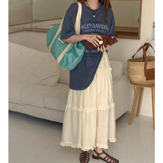 (3 colors) Can-can frill long skirt