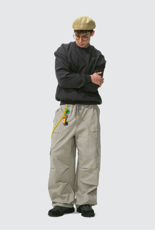 [Monterest] Grid Cotton Drawstring Paratrooper Pants