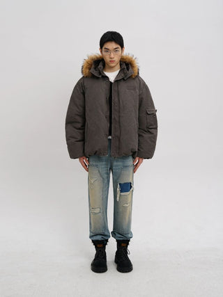 [MASONPRINCE] Fur-Collar Padded Parka Jacket