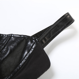 Lace up v neck PU leather backless tank top