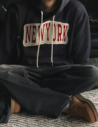 NEW YORK Patch Embroidery Fleece Hoodie (3 colors)