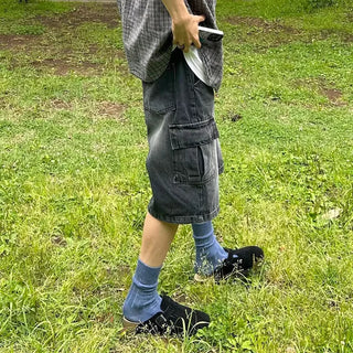 Pocket denim shorts