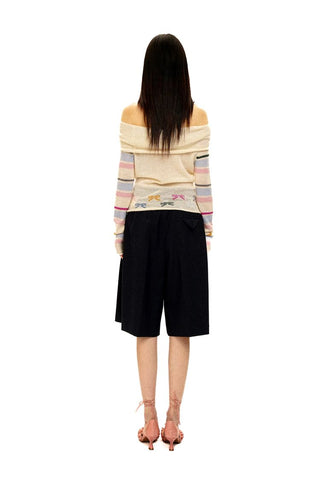 [Moromoro2] Striped Bow Knit Sweater